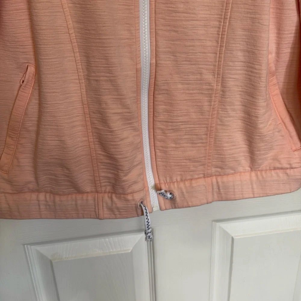 *Talbots Women's Pink Salmon Peach Zip Up Mock Neck Jacket Cover Up UPF 50+ - Picture 8 of 12